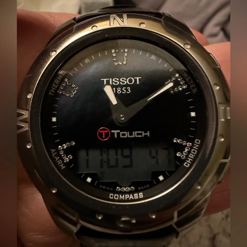 New with tags- Tissot Watch- T-Touch‎ II Titanium with mother of pearl